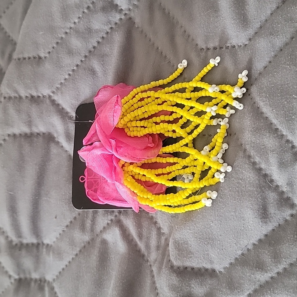 NWT! Bright Pink and Yellow Earrings